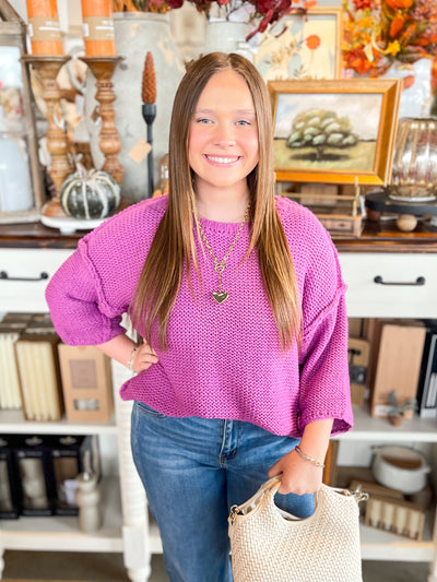 Easel Orchid Half Sleeve Gracie Sweater