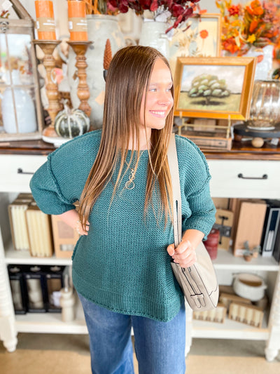 Easel Teal Half Sleeve Gracie Sweater