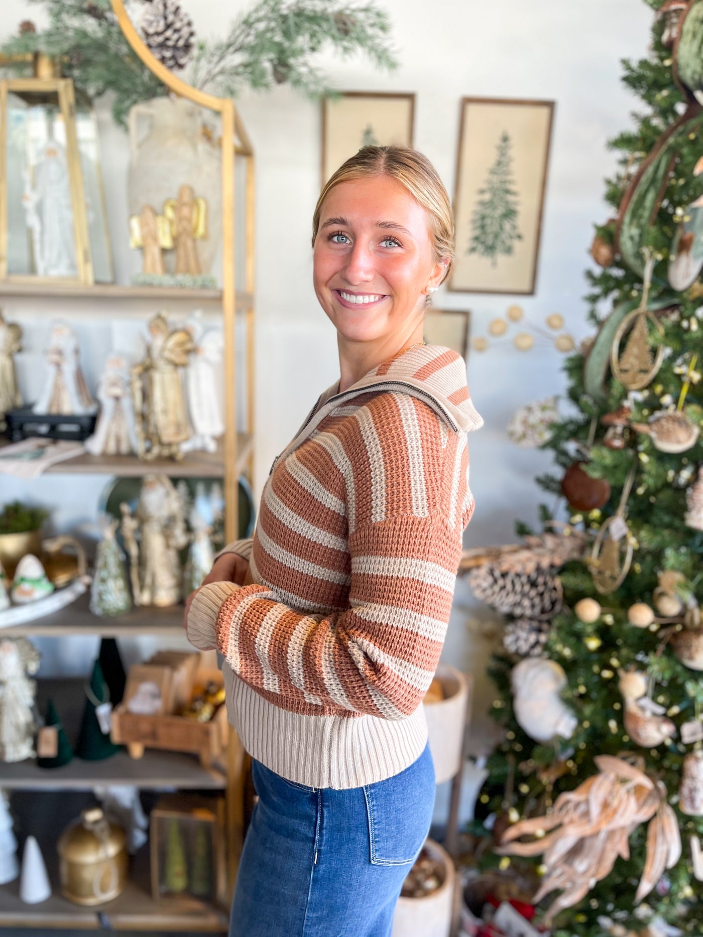 Terra Cotta Half Zip Dove Sweater