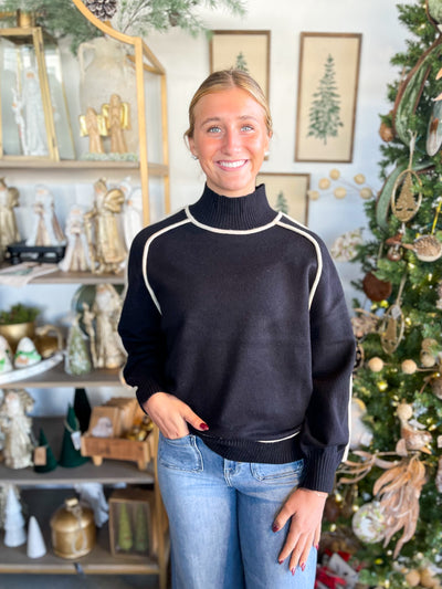 Black Ivory Trim Amber Sweater