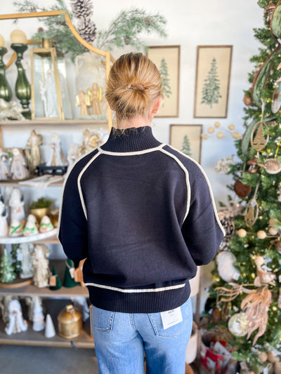 Black Ivory Trim Amber Sweater