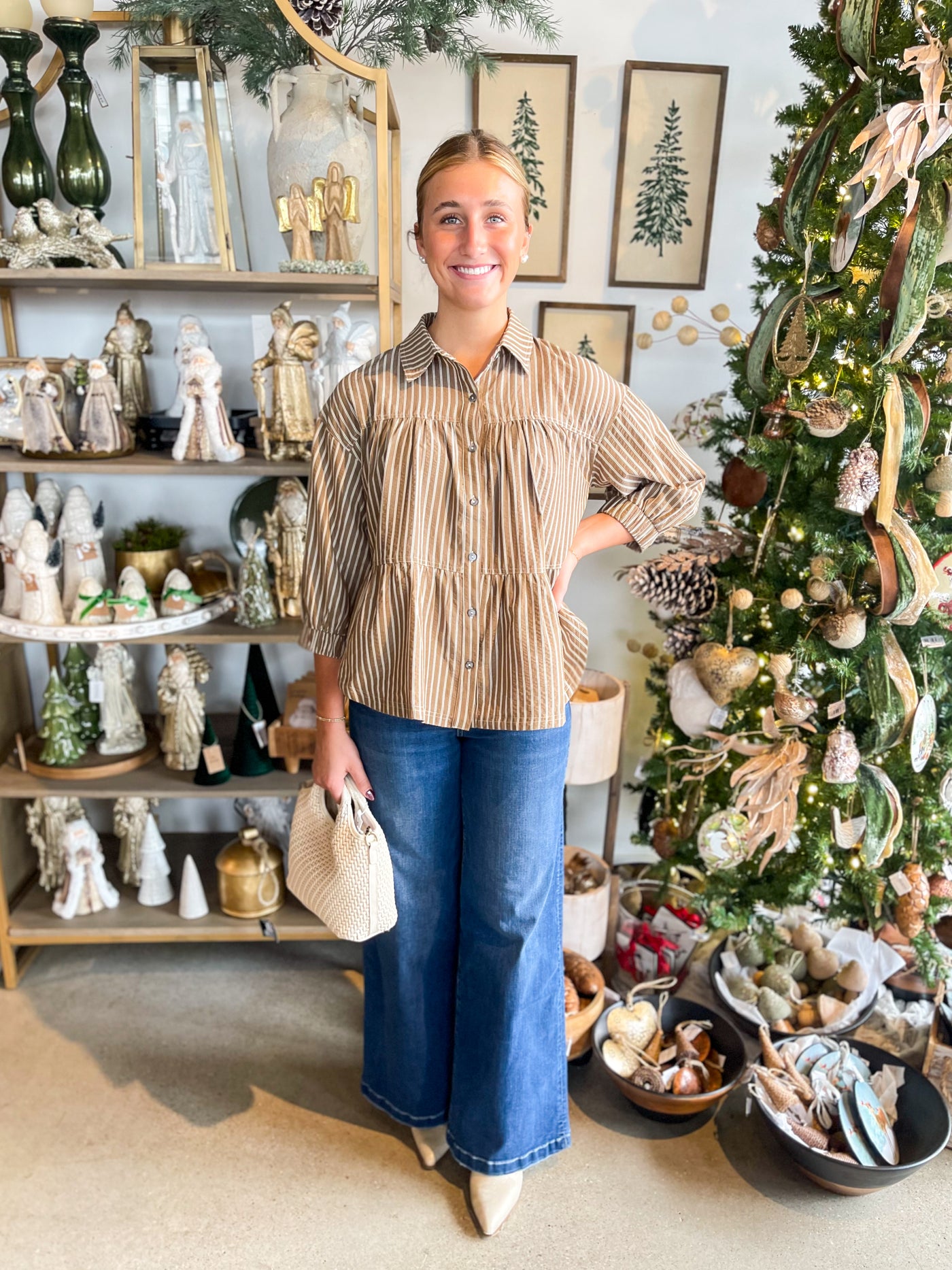 Entro Brown Stripe Laura Top