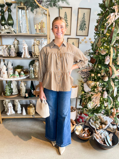 Entro Brown Stripe Laura Top