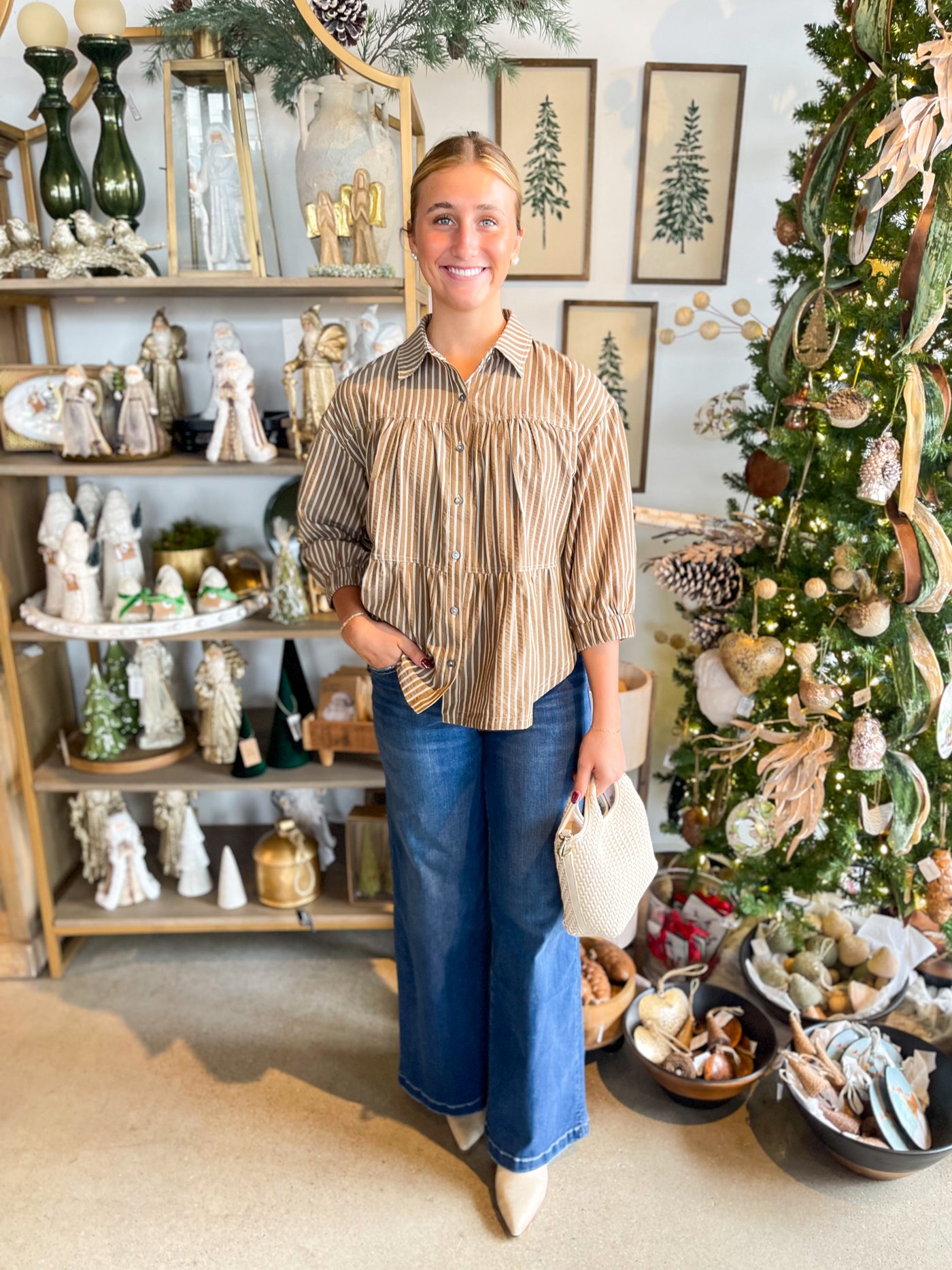 Entro Brown Stripe Laura Top