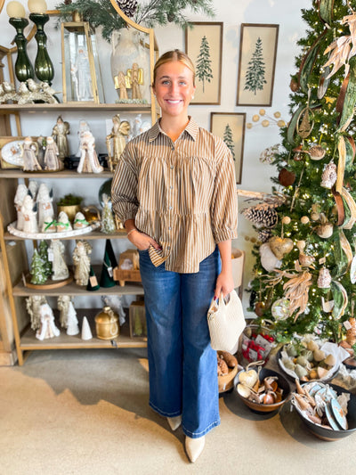 Entro Brown Stripe Laura Top