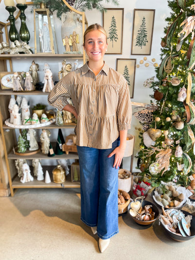 Entro Brown Stripe Laura Top