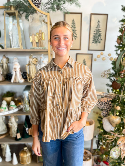 Entro Brown Stripe Laura Top