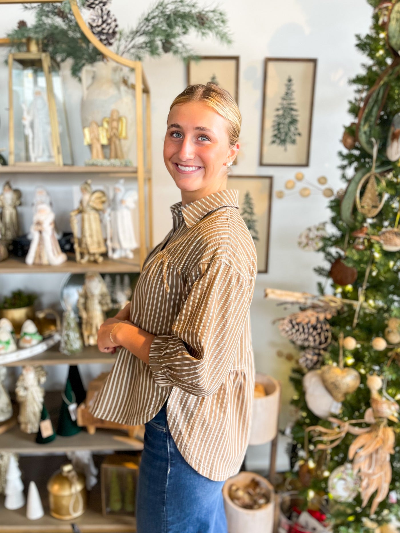 Entro Brown Stripe Laura Top