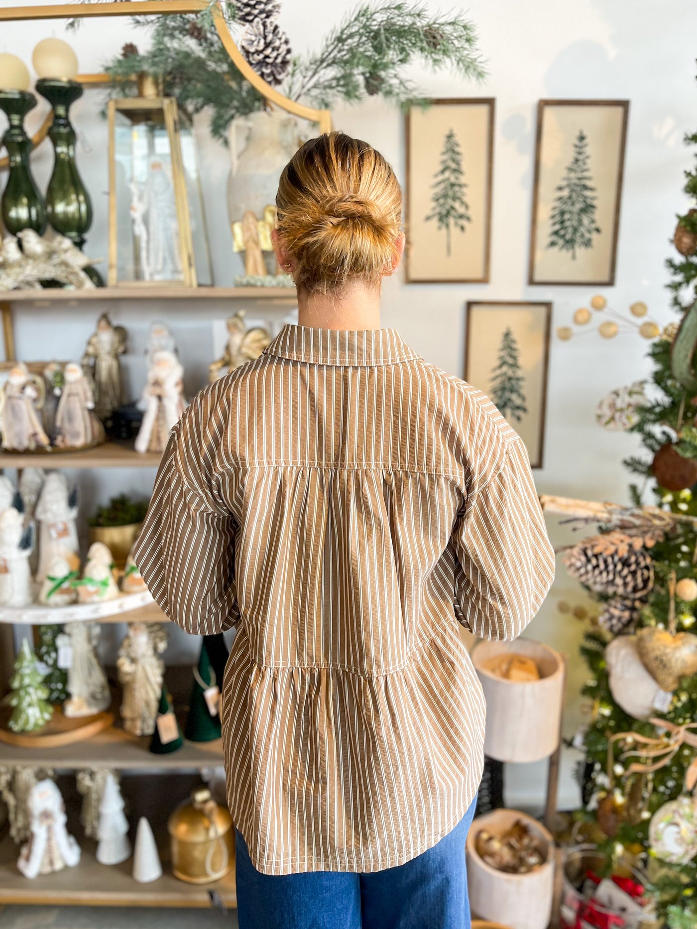 Entro Brown Stripe Laura Top