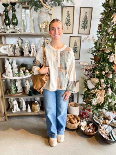 Natural Bandana Patchwork Top