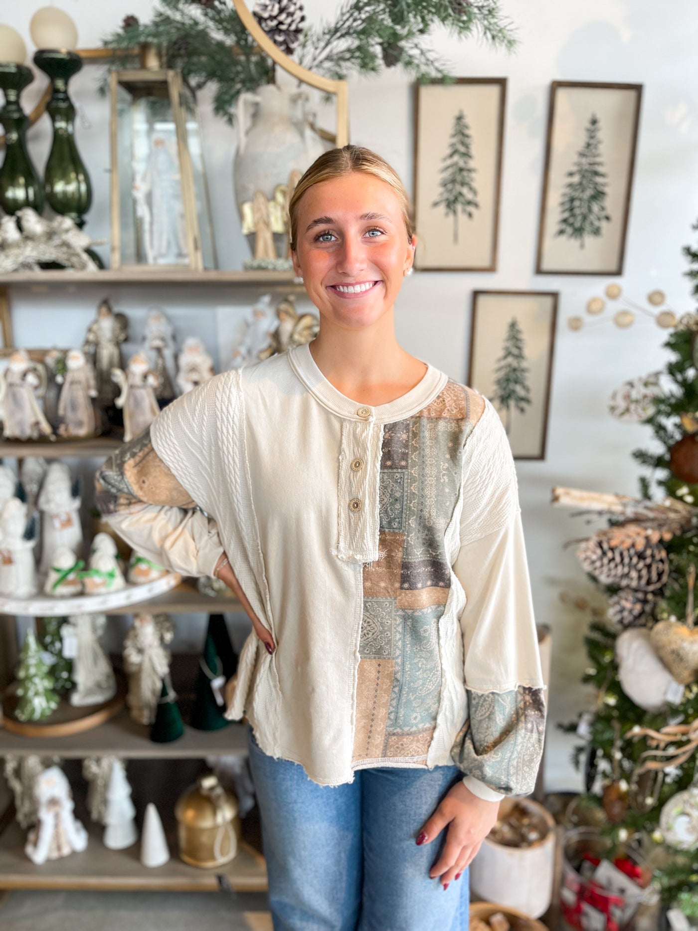 Natural Bandana Patchwork Top