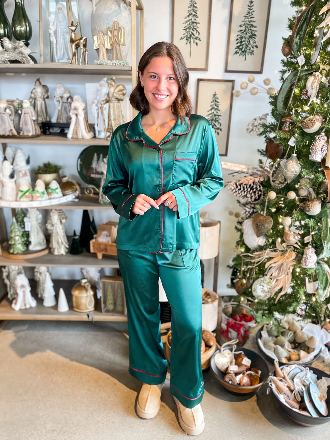 Hunter Green Silk PJ’s