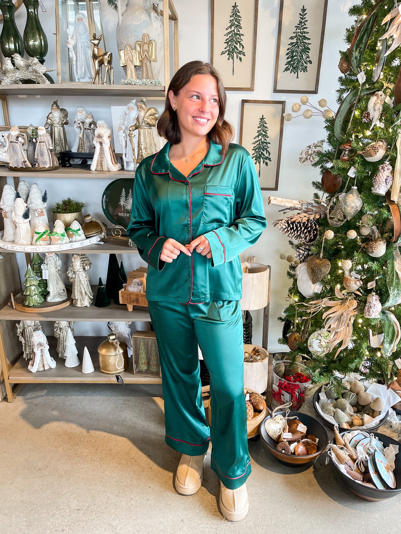 Hunter Green Silk PJ’s