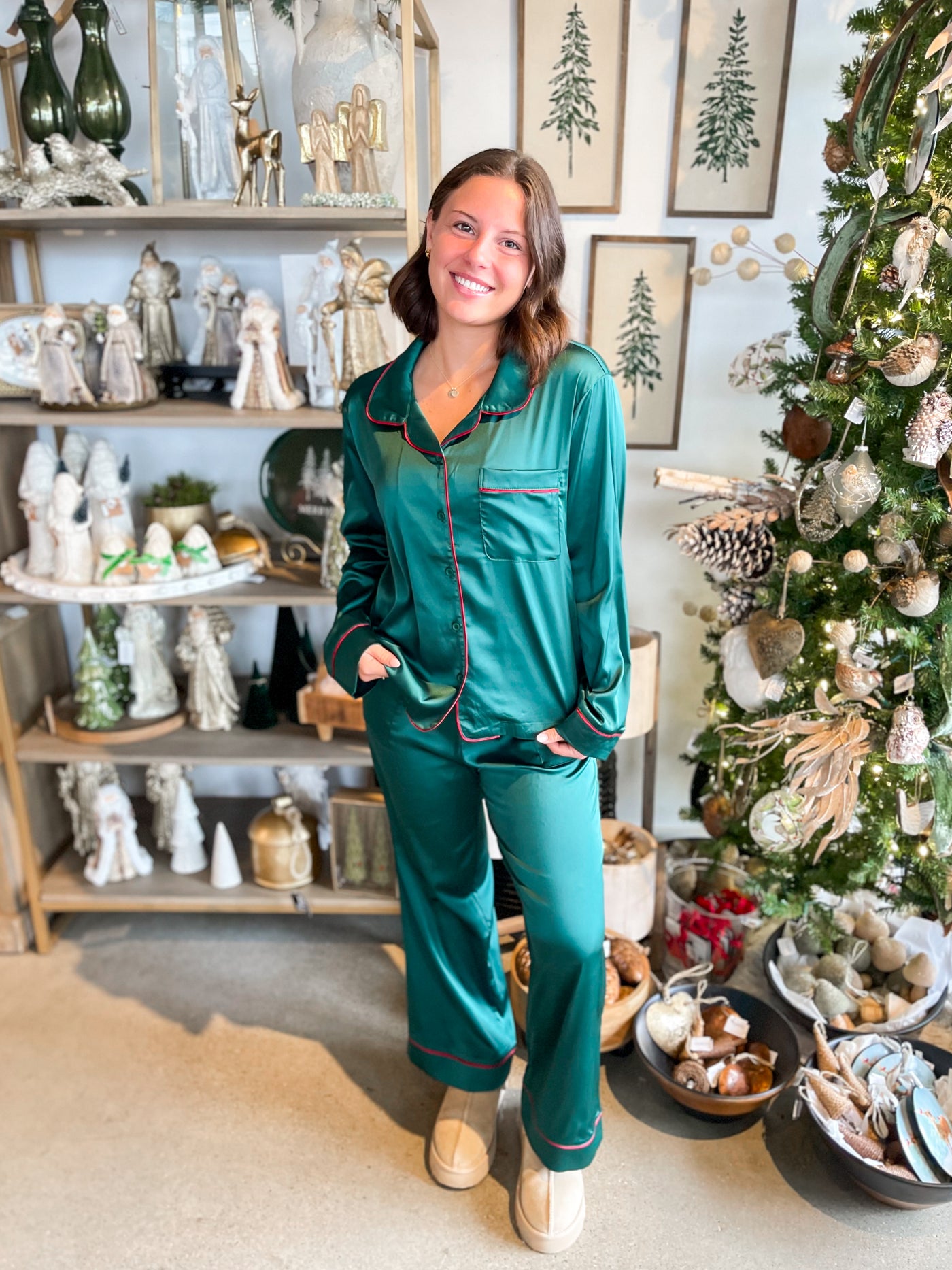 Hunter Green Silk PJ’s