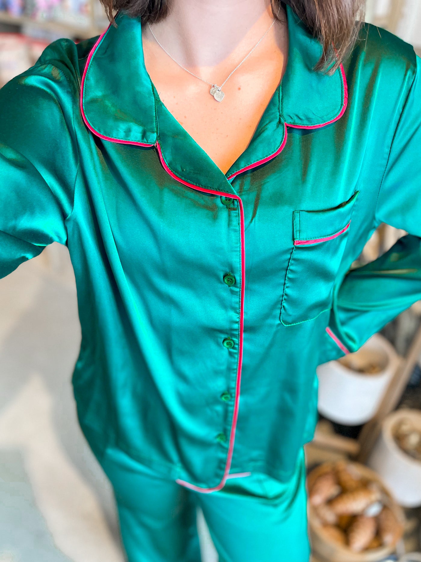 Hunter Green Silk PJ’s