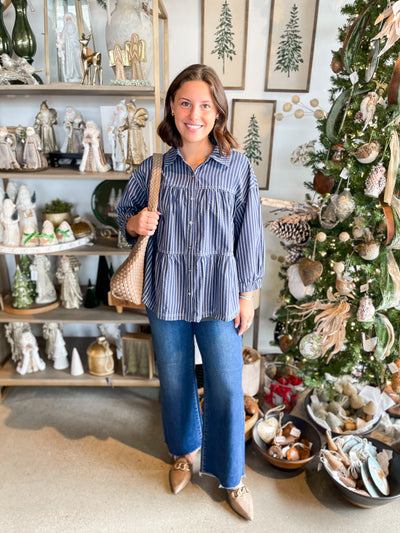 Entro Navy Stripe Laura Top