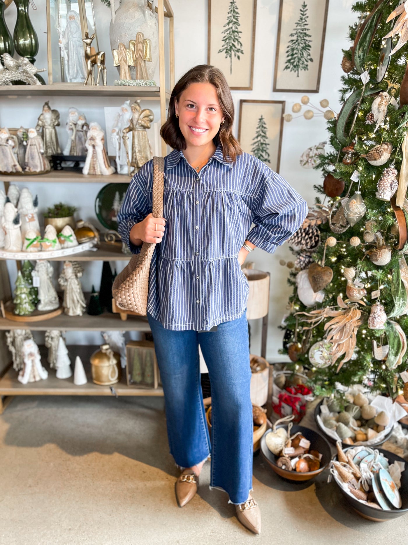 Entro Navy Stripe Laura Top