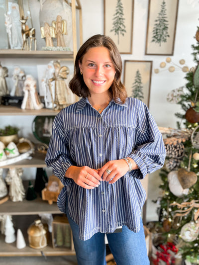 Entro Navy Stripe Laura Top