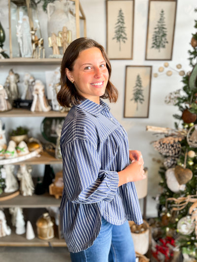 Entro Navy Stripe Laura Top