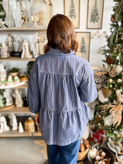 Entro Navy Stripe Laura Top