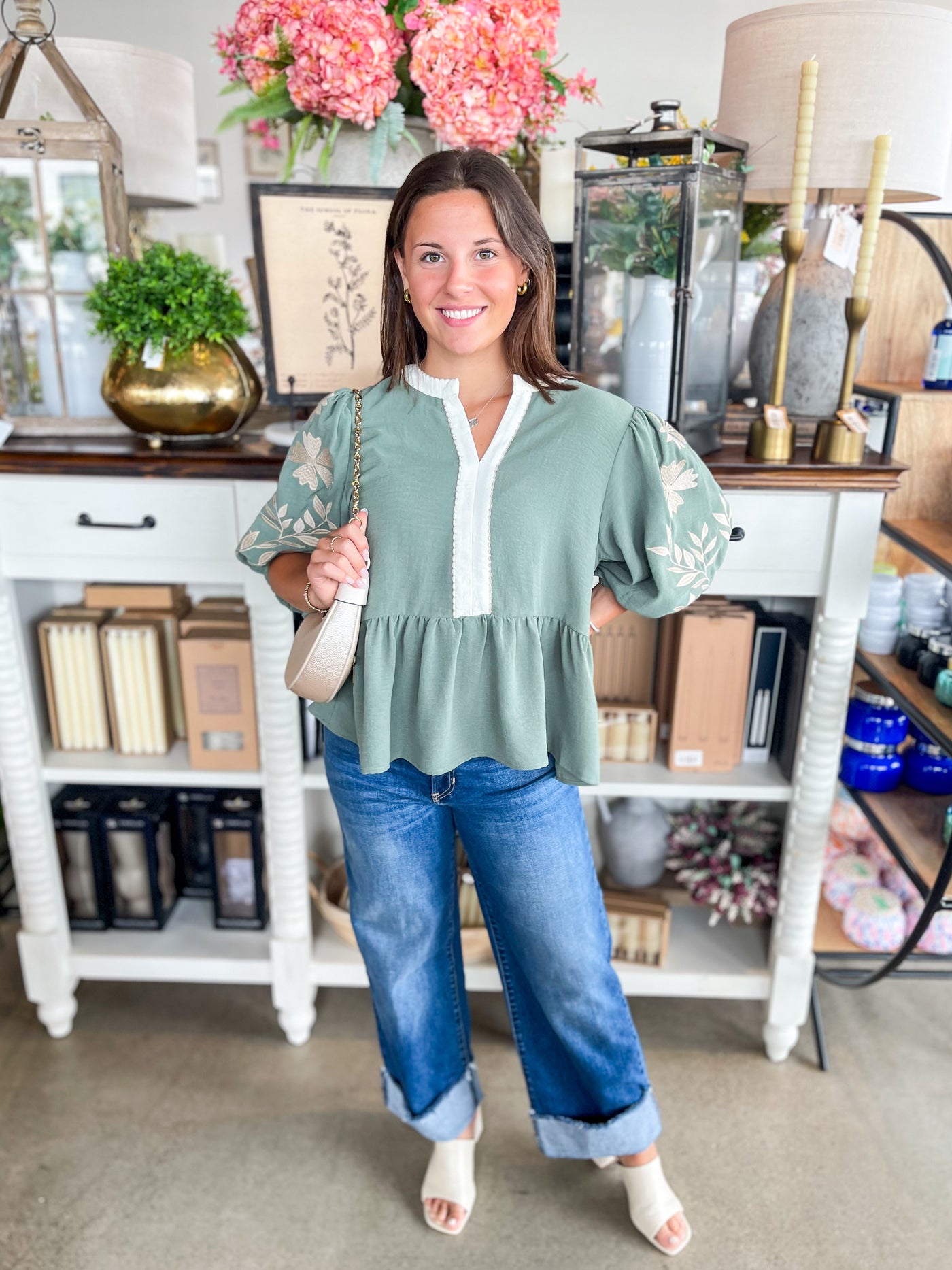 Basil Green Shea Top