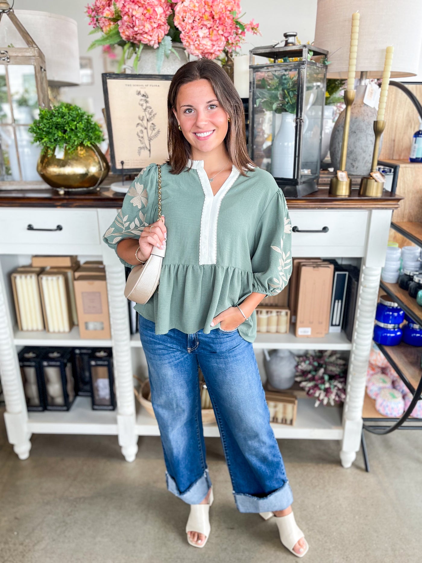 Basil Green Shea Top