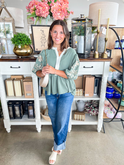 Basil Green Shea Top