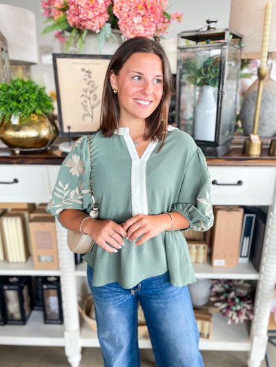 Basil Green Shea Top