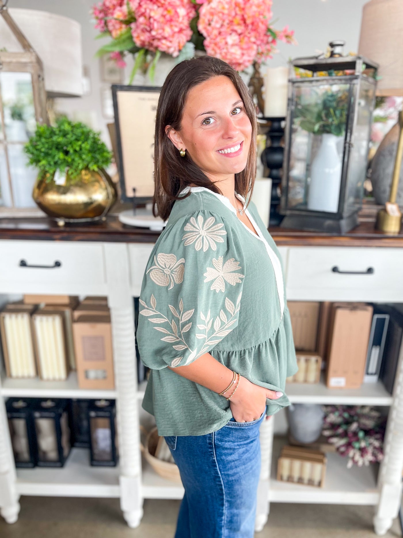 Basil Green Shea Top
