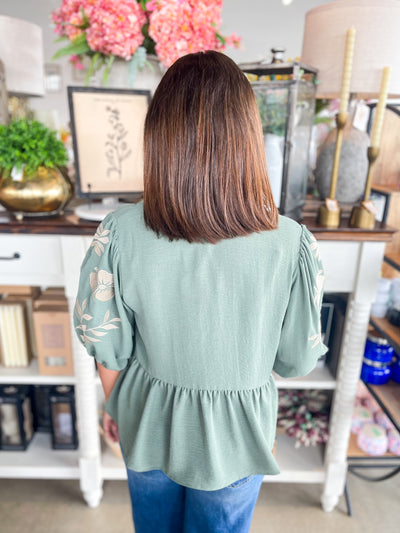 Basil Green Shea Top