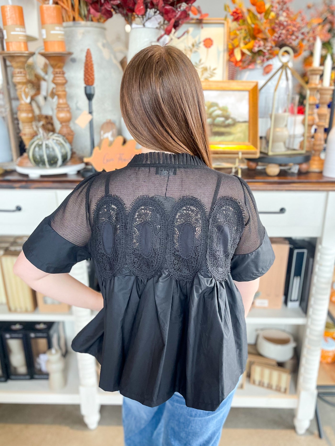 Black Mesh Combined Iris Top
