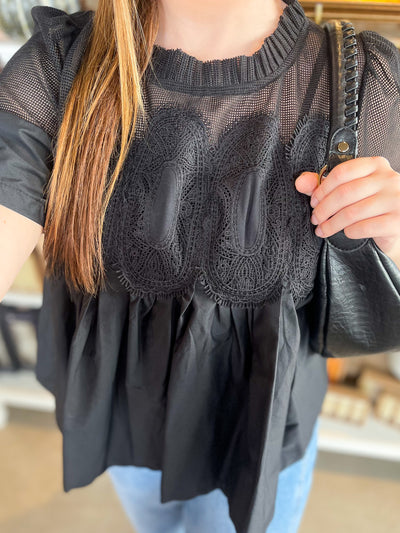 Black Mesh Combined Iris Top