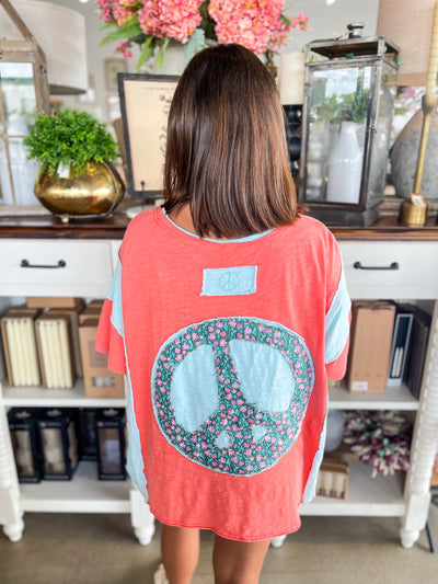 Coral Patchwork Mahala Top