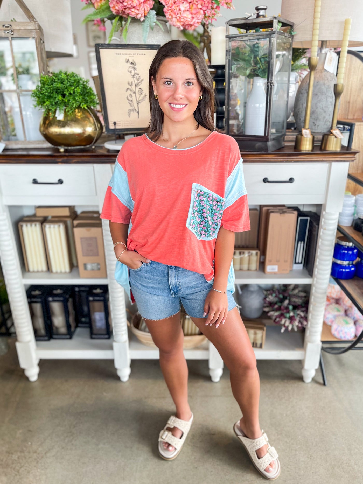 Coral Patchwork Mahala Top