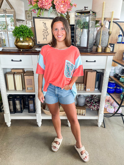 Coral Patchwork Mahala Top