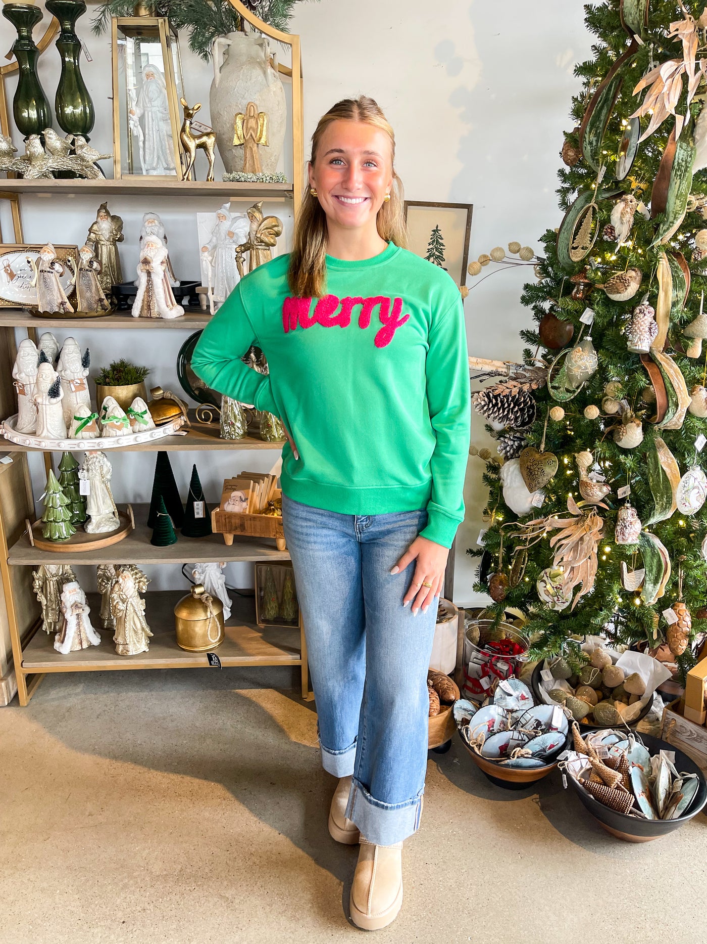 Panache Green Pink Merry Sweatshirt