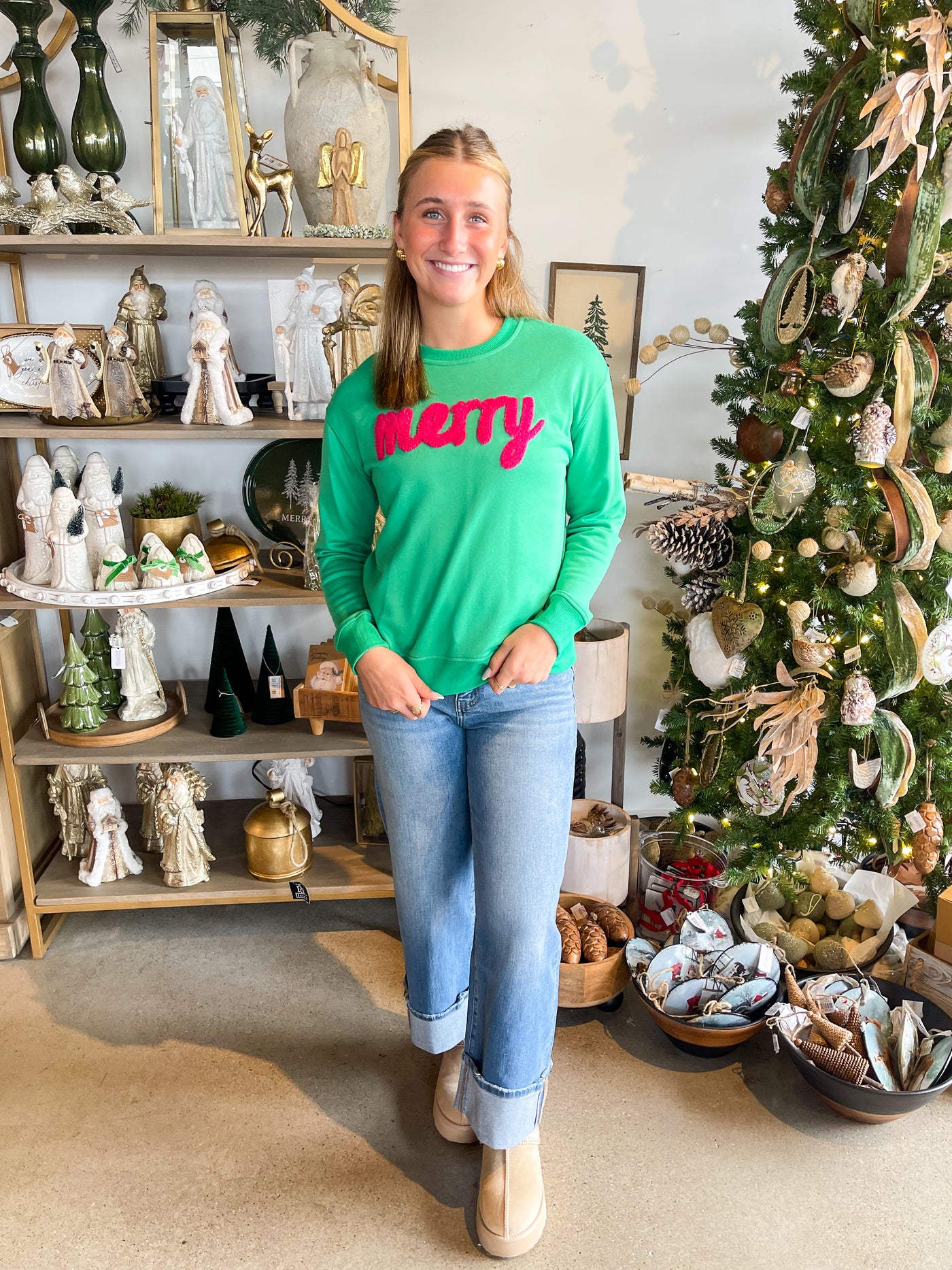Panache Green Pink Merry Sweatshirt