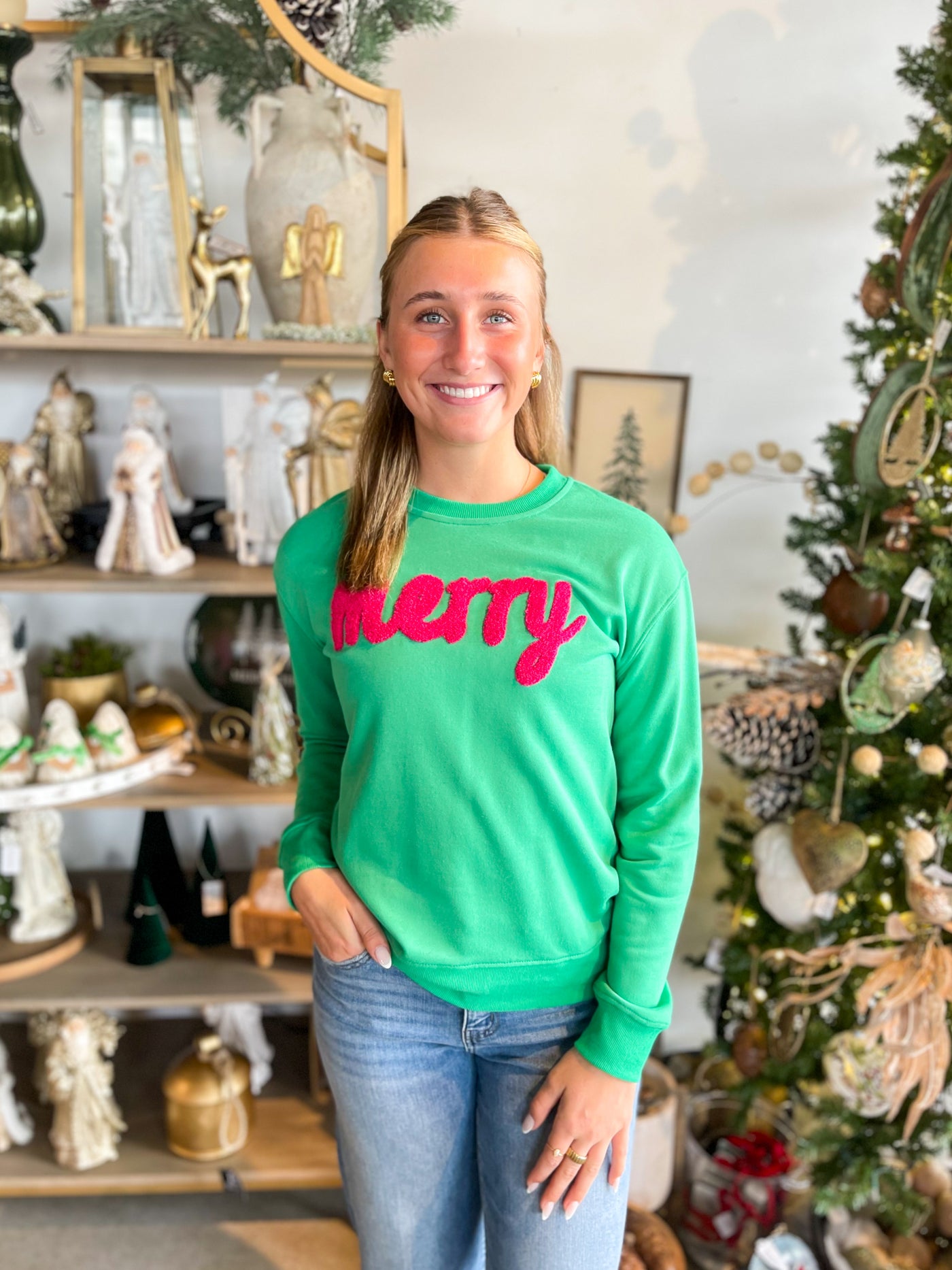 Panache Green Pink Merry Sweatshirt
