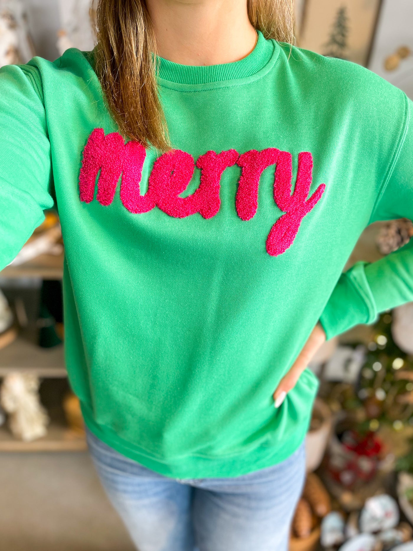 Panache Green Pink Merry Sweatshirt