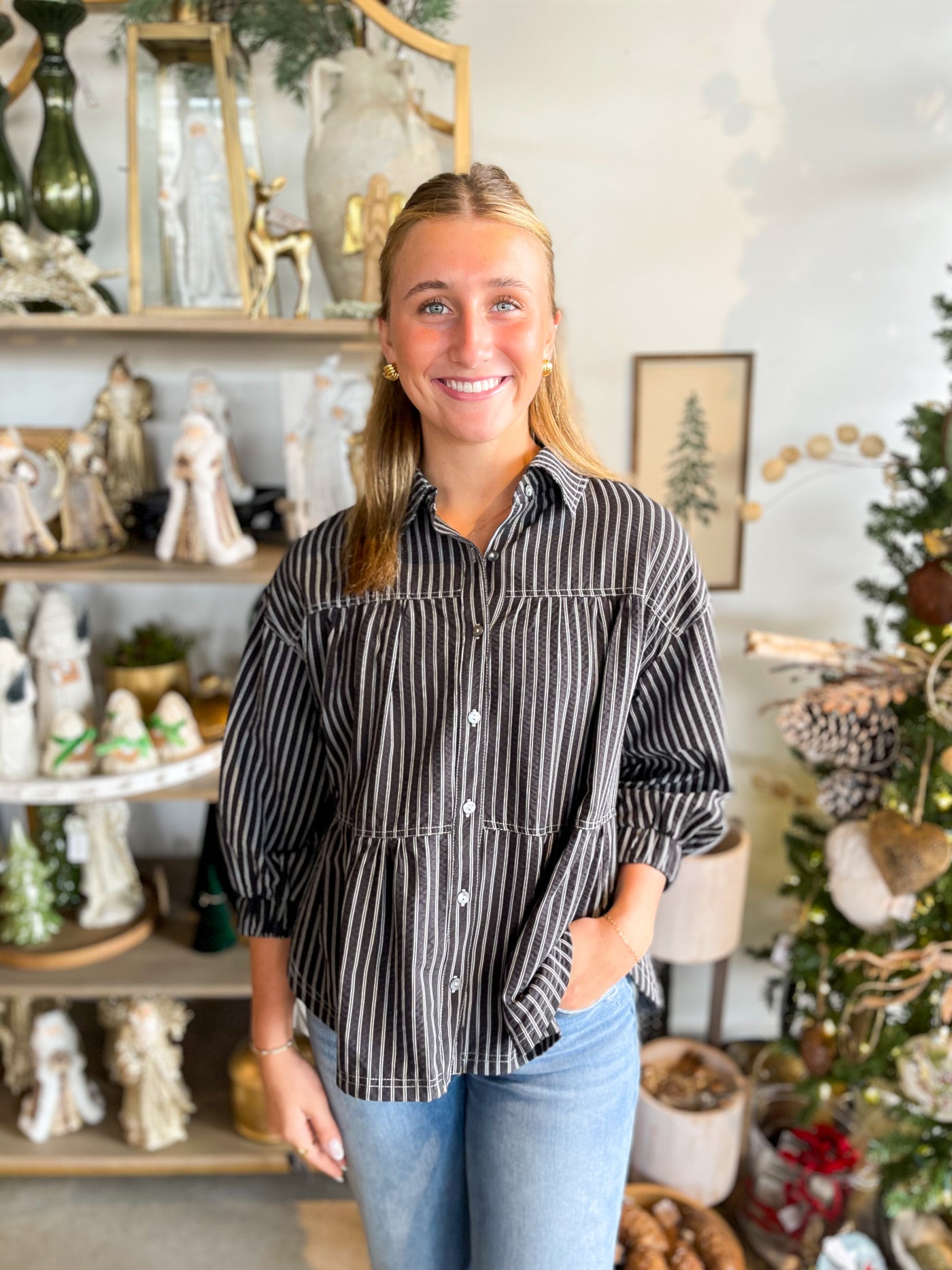 Entro Black Stripe Laura Top