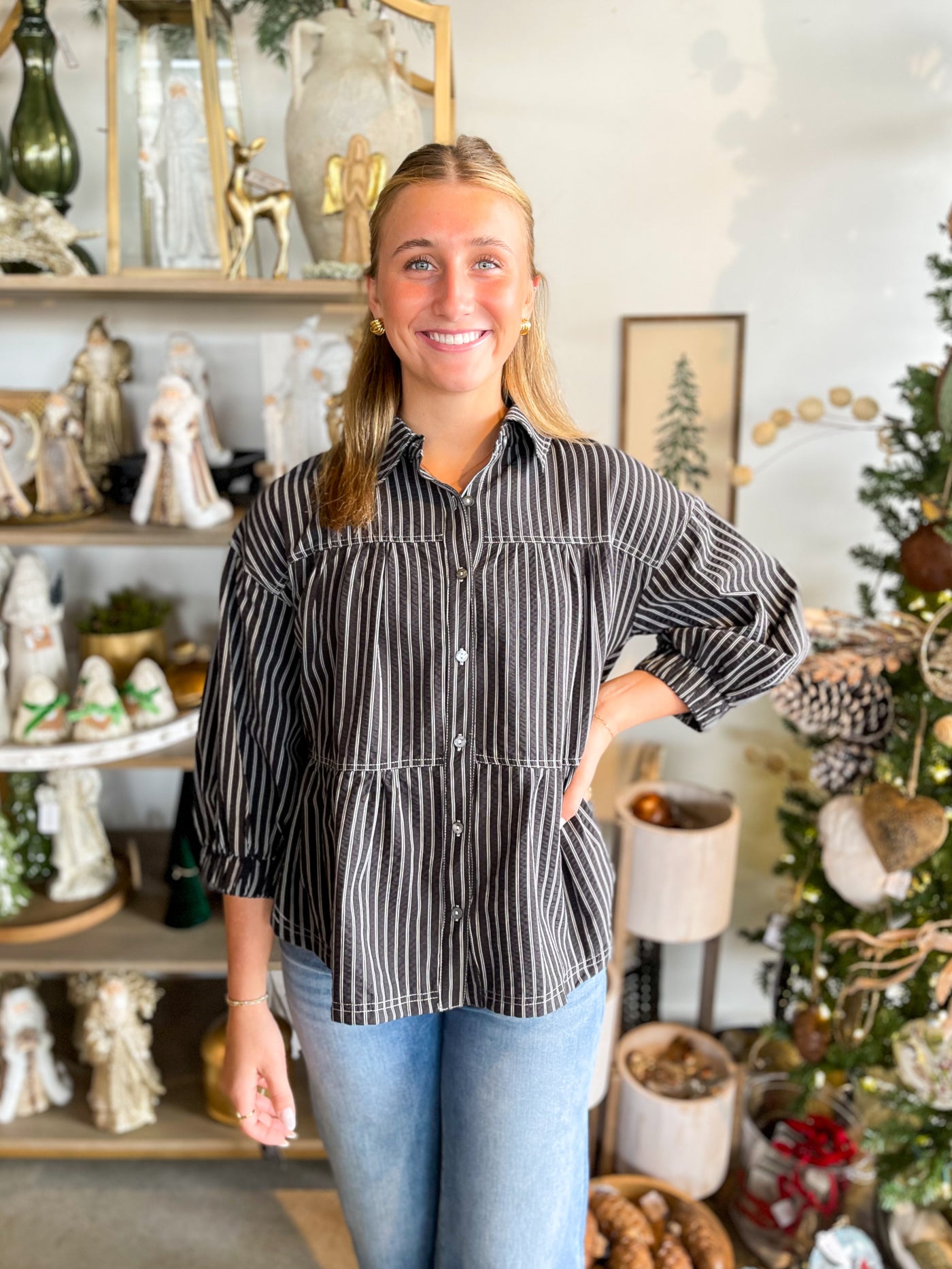 Entro Black Stripe Laura Top