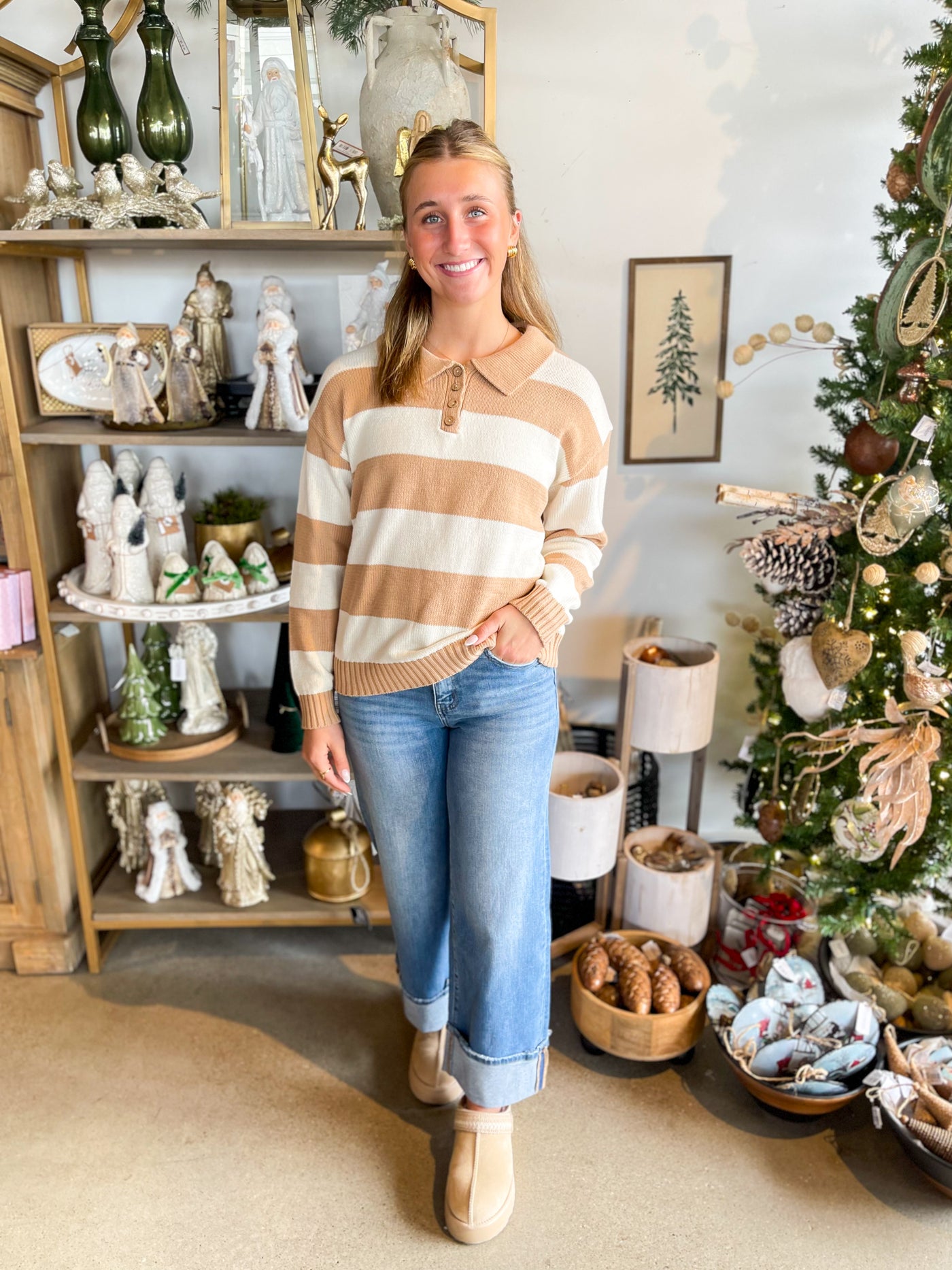 Jordan Tan Stripe Sweater