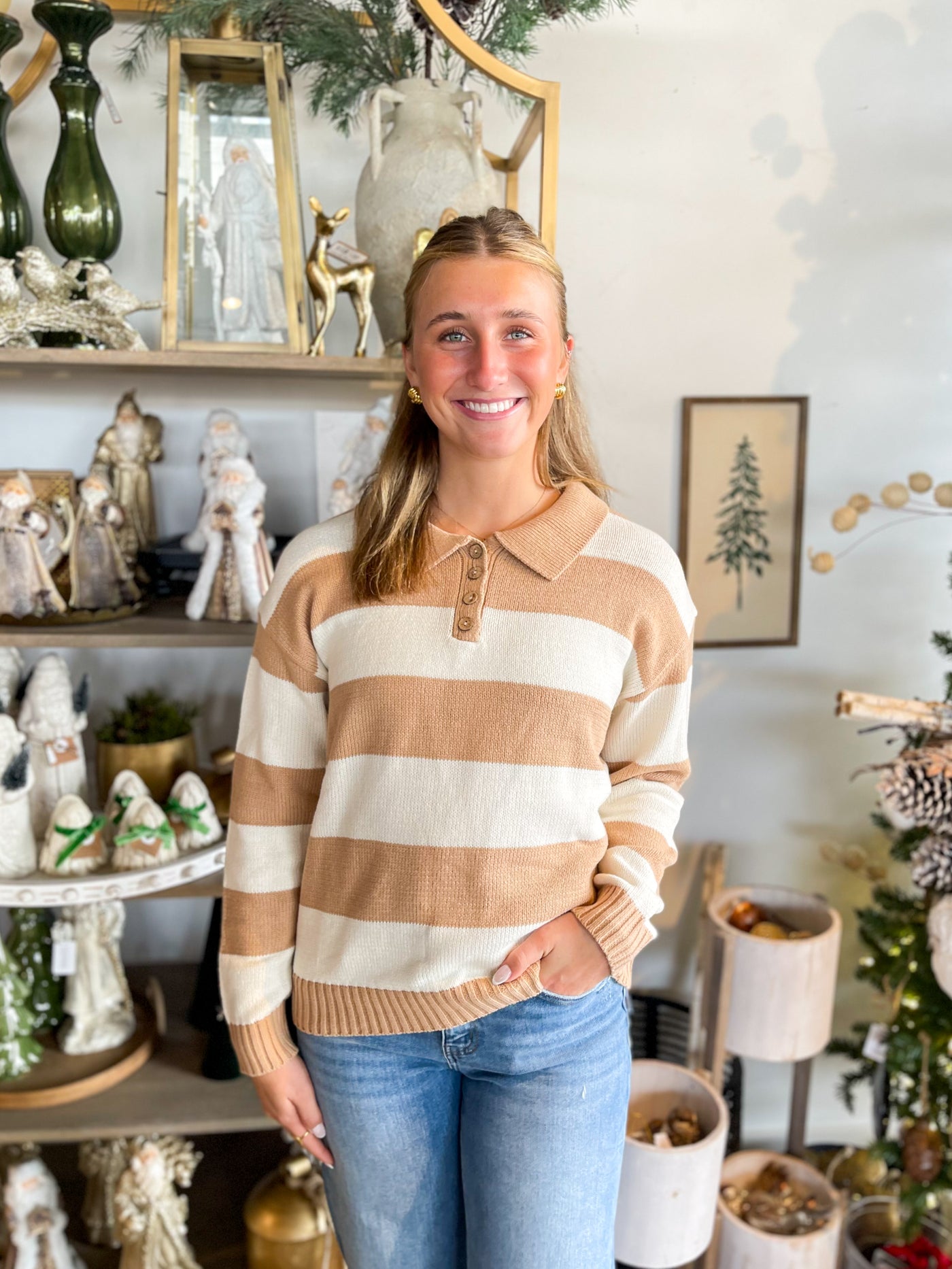 Jordan Tan Stripe Sweater