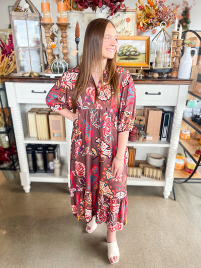 Umgee Brown Lyra Midi Dress