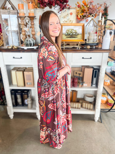 Umgee Brown Lyra Midi Dress
