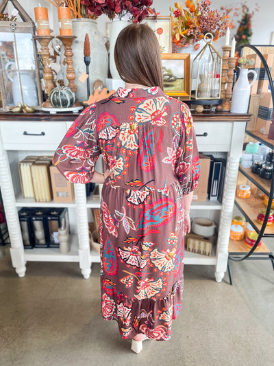 Umgee Brown Lyra Midi Dress