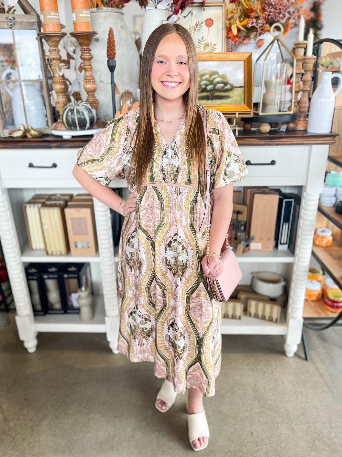 Umgee Blush Mix Zion Midi Dress
