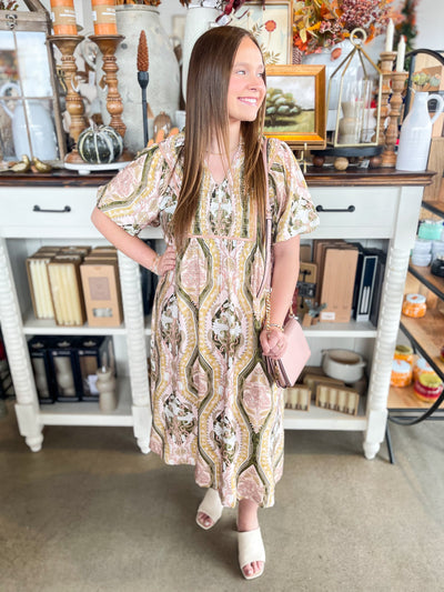 Umgee Blush Mix Zion Midi Dress
