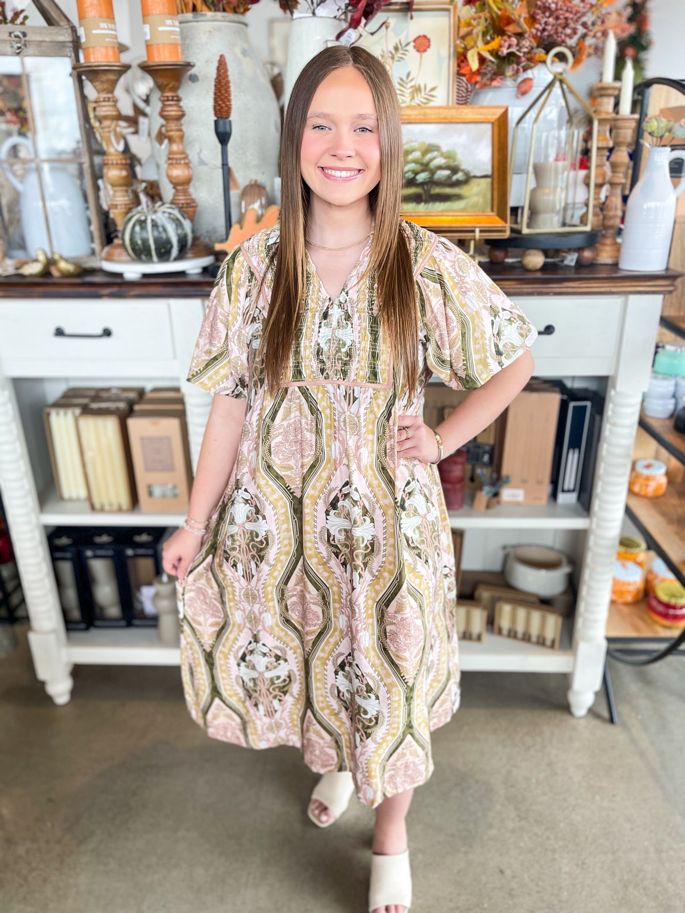 Umgee Blush Mix Zion Midi Dress