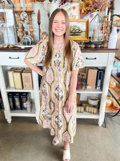 Umgee Blush Mix Zion Midi Dress